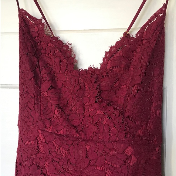 Lulus Dresses & Skirts - Burgundy, high-low, lace, bodycon dress